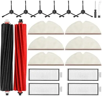 Produktbild von 20 Stück Zubehörset für Roborock Q5 Pro / Q5 Pro+ / Q8 Max / Q8 Max+ Staubsauger, Ersatzteile Enthält 2 Hauptbürste 4 HEPA-Filter 6 Wischtücher 6 Seitenbürsten 1 Reinigungsbürste 1 Schraubendreher