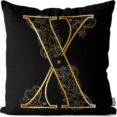 Produktbild von VOID X Buchstabe Floral Vintage Kissenbezug Kissenhülle Sofakissen Kissen Deko Outdoor-Kissen Dekokissen