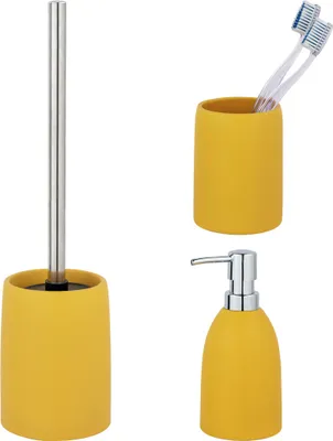 Produktbild von Schöner Wohnen Keramik WC-Garnitur Set Funo Gelb Bürste Stiel Badezimmer Toilette