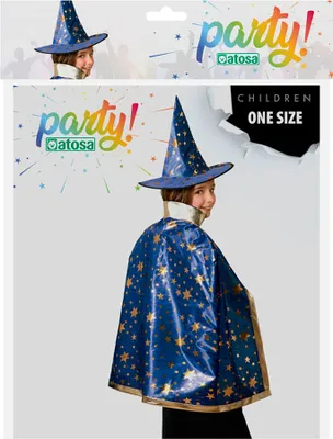 Produktbild von Atosa Zauberer Mit Umhang Und Hut Blau  Blau One Size