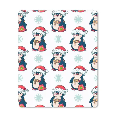 Produktbild von MuchoWow® Mauspad Mousepad Pinguin - Weihnachtsmannmütze - Kind - Schnittmuster - Weihnachten 19x23 cm - Mousepads - Maus Mat - Pad - Mausunterlage - Mauspads - Spielen