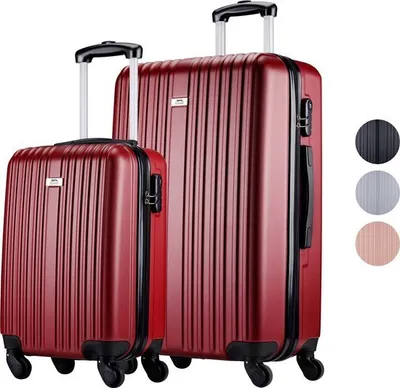 Produktbild von Slazenger Kofferset 2 Stück - Handgepäcktrolley 26L und geräumiger Reisekoffer 71L - Burgunderrot