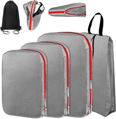 Produktbild von Famanu Koffer-Organizer Set 5-teilig - Kompressions-Packwürfel für Koffer und Rucksack