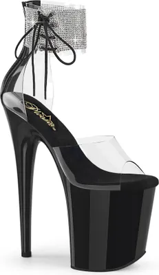 Produktbild von FLAMINGO-824RS Damen Sandale von Pleaser, Transparent Schwarz Glanz, EU 42, US 12