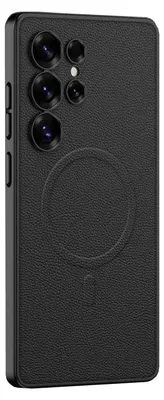 Image de Pour Samsung Galaxy S25 Ultra GKK MagSafe Housse de protection en similicuir Case Noir