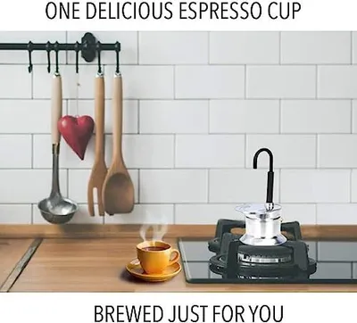 Produktbild von Fockety Herdopetop Espressomaker, 1 Tasse 50 ml Aluminiumlegierung Single Spout Moka Pot Herd, 90 Sekunden komplette, italienische Mini -Kaffeemaschin