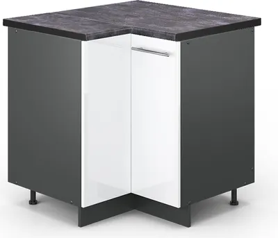 Immagine prodotto di Mobile ad angolo cucina Vicco Fame-Line Bianco lucido 80.5 cm , PL Antracite, Model 46403