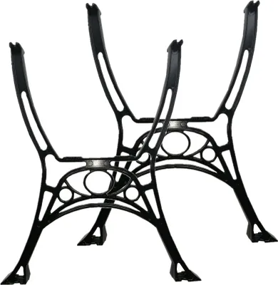 Produktbild von 2er Set Tischbeine aus Aluminium 58x69cm schwarz pulverbeschichtet Tischkufen Tischgestell Gartenmöbel  Gartentisch Beine