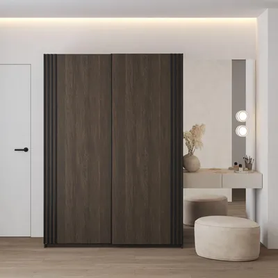 Produktbild von Kleiderschrank 150 cm DIMITRA mit Schiebetüren - Dunin Eiche / Schwarz