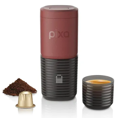 Obrázek produktu pro Přenoská espresso stroj Wacaco Pixapresso, 20 bar, 9000 mAh, 120 ml, mletá káva + kapsle, LED dotykové ovládání, červená
