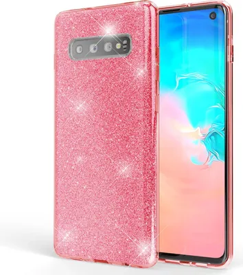 Produktbild von NALIA Hülle kompatibel mit Samsung Galaxy S10, Glitzer Slim Case Back Cover Etui Pink