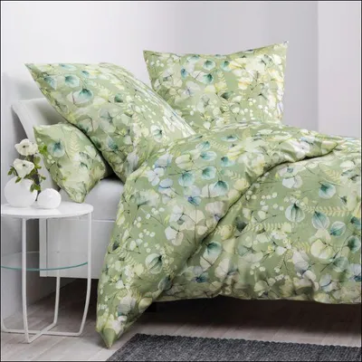 Produktbild von Janine Mako Satin Bettwäsche Milano in 135x200 + 80x80 cm 45122-06 grün limone