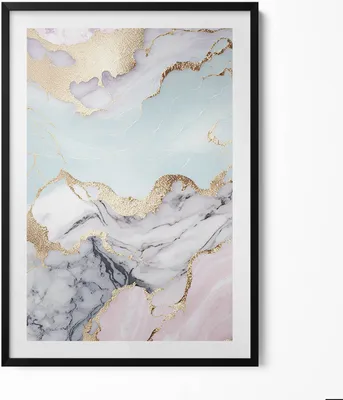 Produktbild von Marmor– Wandbild mit Rahmen – Gerahmtes Bild  – Wanddekoration – 70x100 cm –  Schwarz Rahmen