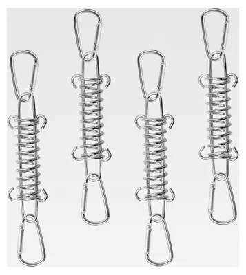 Produktbild von 4 Stück Edelstahl Zugfedern mit Ösen für die Befestigung von Sonnensegeln, inklusive 8 Karabiner, 11,5 cm