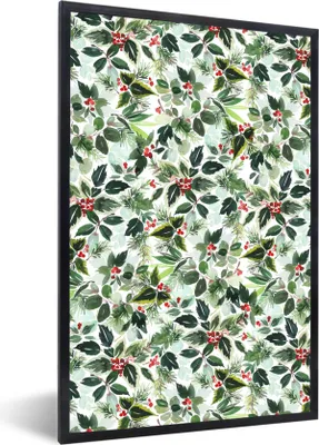 Produktbild von MuchoWow® Gerahmtes Poster Weihnachten - Aquarell - Mistelzweig 20x30 cm - Poster mit Schwarzem Bilderrahmen Wandposter Rahmen Foto Bilder - Drucken - Bilder Poster im Rahmen