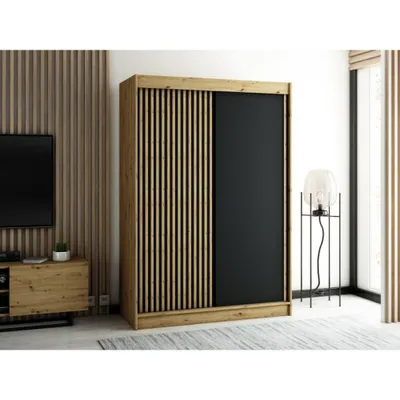 Produktbild von Praktischer Kleiderschrank LENOX 150 – Eiche Artisan / schwarz