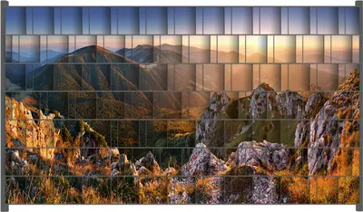 Produktbild von Wallario Zaunsichtschutz mit Motiv Berglandschaft mit Sonnenuntergang in der Slowakei für Ein- und Doppelstabmatten Zäune in der Größe 250 x 140 cm