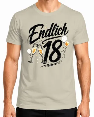 Productafbeelding van Eindelijk 18 jaar, volwassen. Champagneglazen, opvallend, sarcastisch. Heren T-shirt, natuur, groot