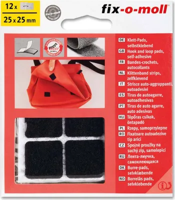 Produktbild von Klettpads fix-o-moll 25mm x 25mm schwarz