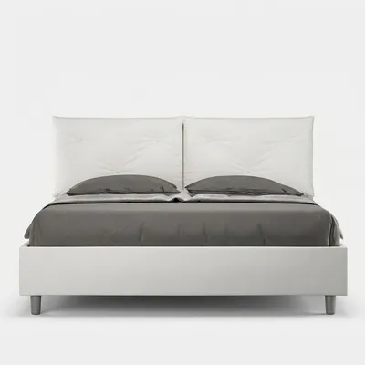 Produktbild von ITYHOME - Gepolstertes Bett mit Lattenrost 160x190 mit Kunstlederbezug Weiß Appia