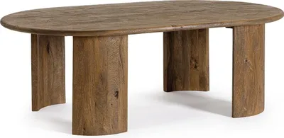 Produktbild von Beistelltisch Orlando 130x80x45cm Mangoholz Tischplatte und Halbrunde Beine Oval