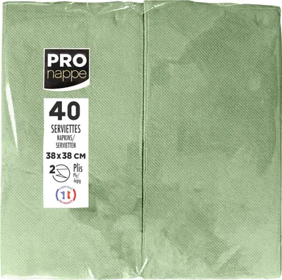 Image de Pronappe 30x 40 serviettes ouate 2 plis pliées 1/8 Vert olive SV623957I