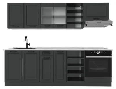 Produktbild von Küchenzeile Vicco R-Line Anthrazit Landhaus/Anthrazit 240 cm , AP Marmor, Model 53832