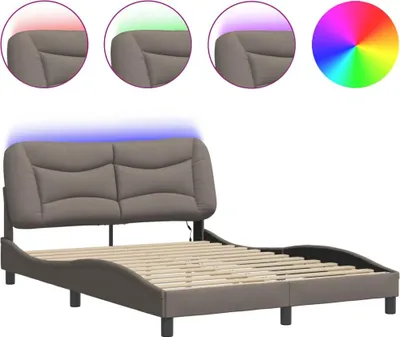 Produktbild von vidaXL Bettgestell mit LED ohne Matratze "Hvar" Taupe 120x200 cm Stoff