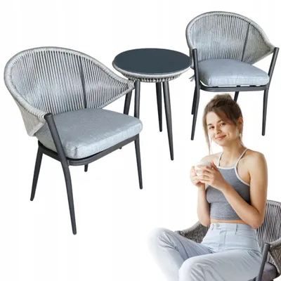 Obrázek produktu pro BREVE | Sada zahradního nábytku - Balkonový nábytek 3-dílný - Šedý - Moderní design - Odolný proti povětrnostním vlivům a praktický