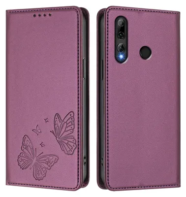 Obrázek produktu pro Kožené pouzdro pro Honor 20 Lite/Honor 10i, motýlí ražbou, peněženkové flip pouzdro se stojánkem Fialová