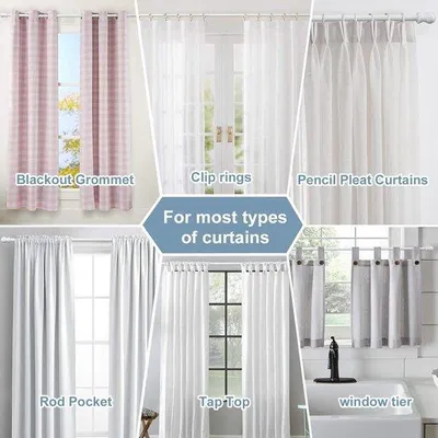 Obrázok produktu pre Biely držiak na záclony s guľatými koncami – 76–110 cm – nerezová oceľ