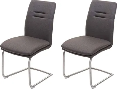 Obrázok produktu pre sada 2 jedálenských stoličiek HWC-H70, kuchynská stolička konzolová stolička, látka/textil nerezová oceľ brúsená ~ sivo-hnedá