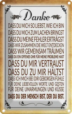Produktbild von vianmo Blechschild 18x12 cm Danke dass du bist der Spruch Zitat