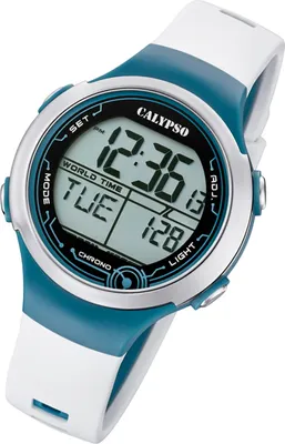 Produktbild von Calypso Uni Digital Uhr K5799/1 Kunststoff Armbanduhr weiß blau UK5799/1