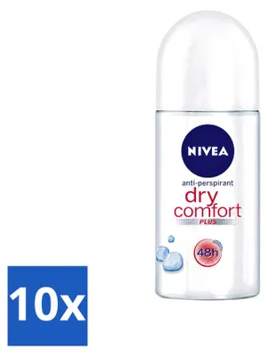 Produktbild von 10 x NIVEA Dry Comfort Deo Roller - Ohne Alkohol - 50 ml - Vorteilspackung - 10 Stücke