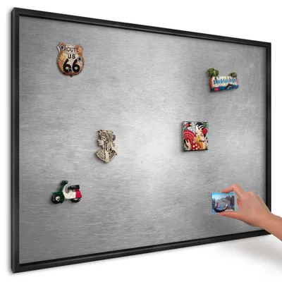 Produktbild von Magnettafel 100x70 cm mit schwarzem Rahmen - Magnetische Metalltafel, Magnetpinnwand zur Wandmontage für Wohnzimmer, Küche, Flur, Kinderzimmer und Büro - Metallische Oberfläche