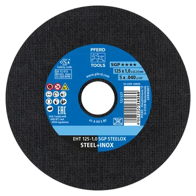 Obrázok produktu pre PFERD 61331421, Rezací disk, Nerezová oceľ, Oceľ, 12,5 cm, Každá značka, Plochý stred, 2,22 cm