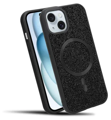 Image de Cadorabo Housse pour Apple iPhone 14 PLUS / 15 PLUS Housse pailletée compatible avec MagSafe en NOIR Housse magnétique Sparkle Diamond pour Apple iPhone 14 PLUS / 15 PLUS antichoc Diamant Crystal Housse de protection avec force magnétique