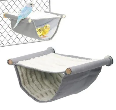 Image de Hamac Vogel, lit superposé pour 2 oiseaux, couleur grise, pour perruches, canaris, hamsters