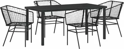 Image de vidaXL Ensemble de jardin 5 pcs noir Poly-Rattan