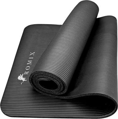Obrázok produktu pre Joga podložka s hrúbkou 15 mm, s protišmykovým povrchom, transportná taška a popruh, rozmer 183 x 61 cm, čierna farba