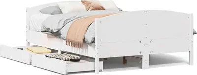 Produktbild von vidaXL Massivholzbett ohne Matratze Weiß 150x200 cm Kiefernholz