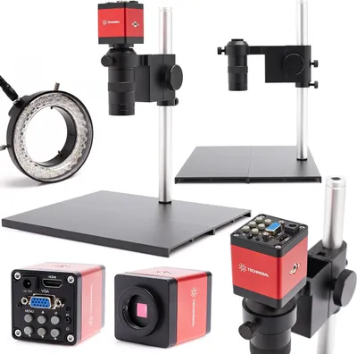 Produktbild von Techrebal "Banito" B2920 100x Digitalmikroskop mit 290x200mm Basis + Red Lagoon FHD2MPR Kamera + Illuminator