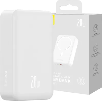 Zdjęcie produktu dla Baseus Magnetic Mini, 20000 mAh, Power Delivery, Bezprzewodowe ładowanie, 20 W, Biały