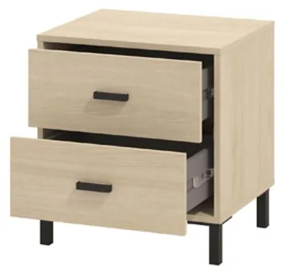 Produktbild von Dmora Nachttisch Piea 48x40x52h cm, Eiche Braun, 2 Schubladen, 1 Ablage