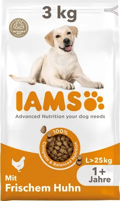 Productafbeelding van IAMS droogvoer voor honden met kip, geschikt voor grote rassen, vanaf 1 jaar oud, 3 kg
