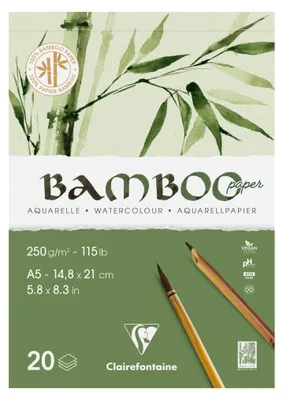 Image de Bloc d'aquarelle Clairefontaine BAMBOO, format A5, 250 g/m², 20 feuilles