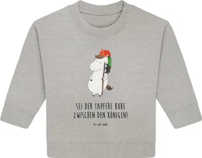 Produktbild von Mr. & Mrs. Panda Organic Baby Pullover Einhorn Junge 24. - 36. Monat - Heather Grey - Geschenk, Unicorn, Einhörner, Bullover, Bube, Mittelalter