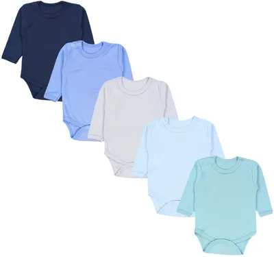 Produktbild von TupTam Jungen Baby Body Langarm Unifarben 5er Pack, Farbe: Dunkelblau Blau Grün, Größe: 104