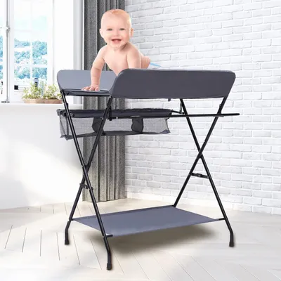 Produktbild von Baby Commode - Wickelstation - Babypflege Home - In der Höhe verstellbar - 80 x 66 x 98cm - Grau